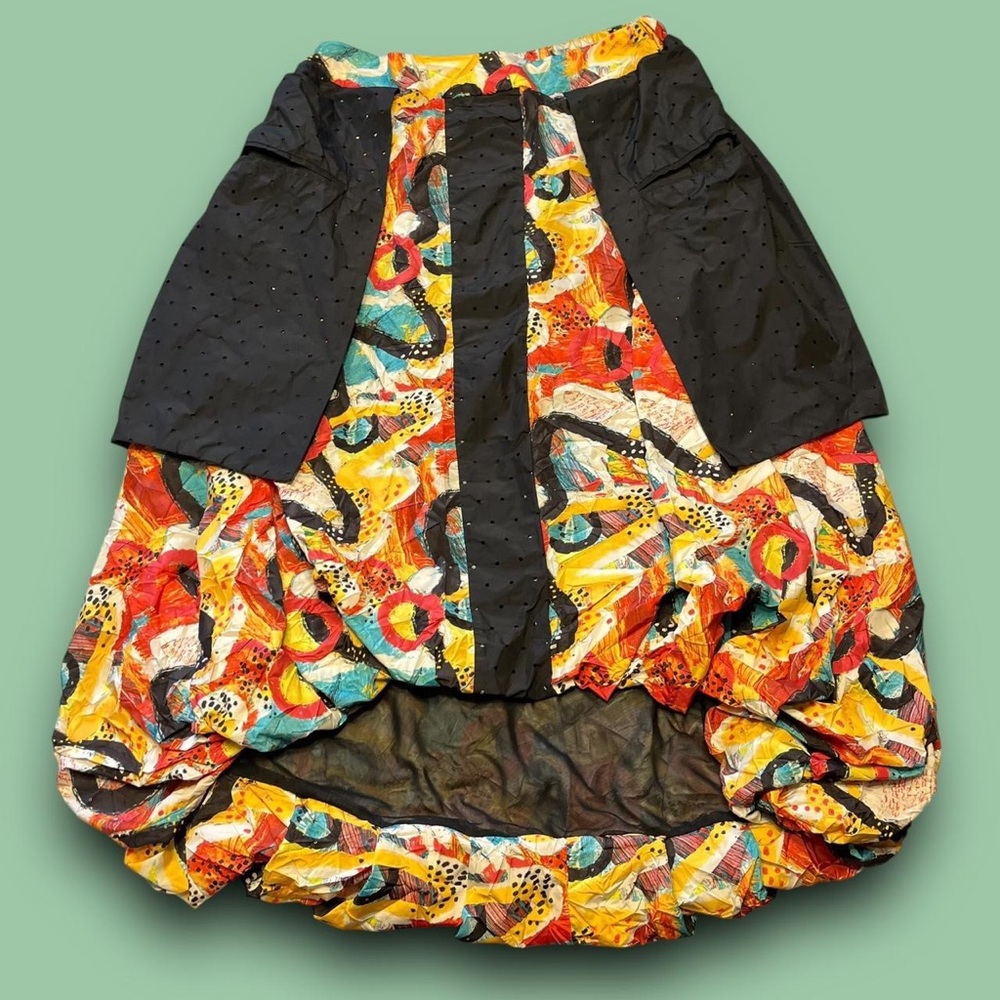 Kozan Abstract Parachute Midi Skirt Size Small Boho Hippie Eclectic Pockets